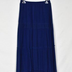 I.N STUDIO Skirt S Navy Blue Elastic Waist Pull On Lace Machine Wash